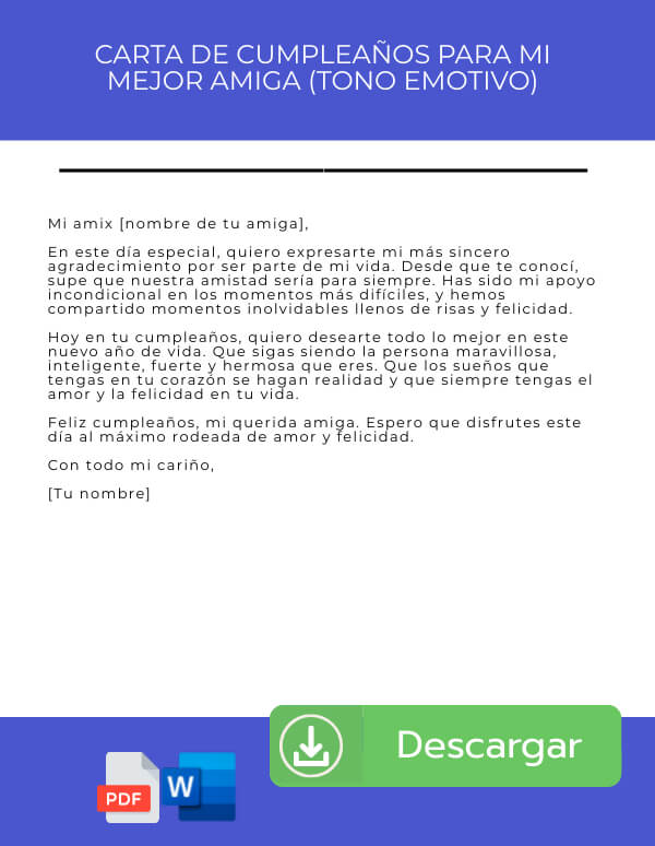 descargar carta de cumpleaños para una amiga divertida