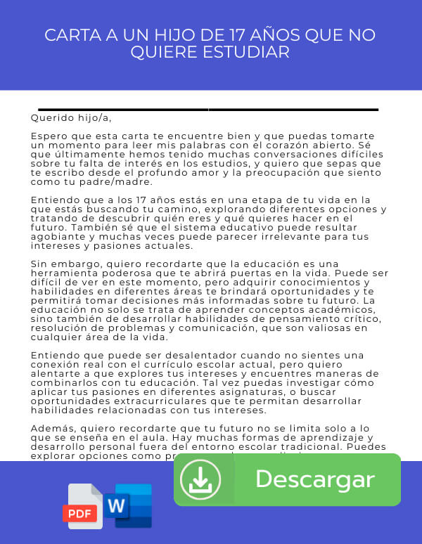 Carta a un hijo que no quiere estudiar emotiva